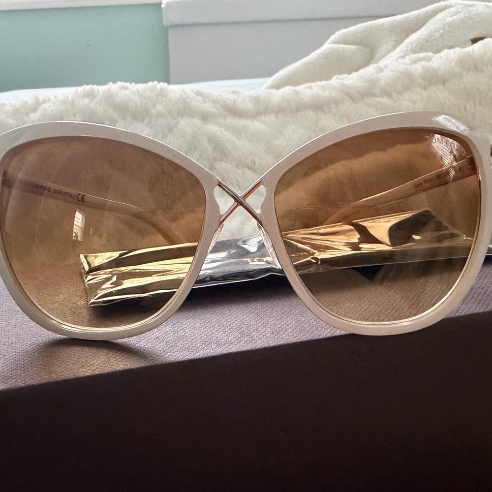 Tom Ford Celia Cream and Gold Women's Sunglasses